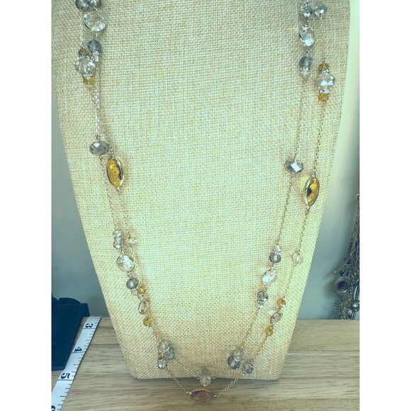 White House Black Market Long Convertible Necklace With Glass Crystals NWT - Picture 1 of 14